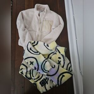 Athleta Cream Fleece Jacket and H&M Smile Faces
